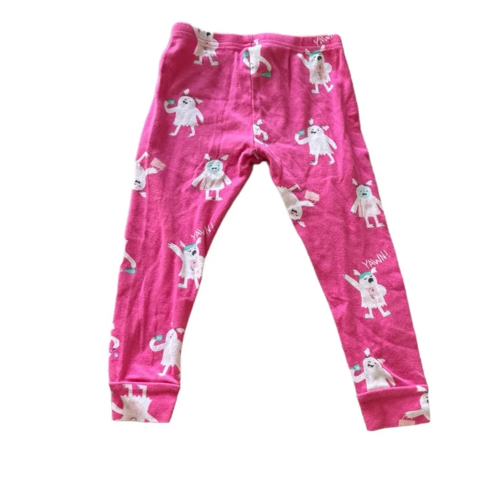 3 FOR $20 CARTER'S 3T Girls Pink Yeti Print Pajama Pants - Picture 2 of 3